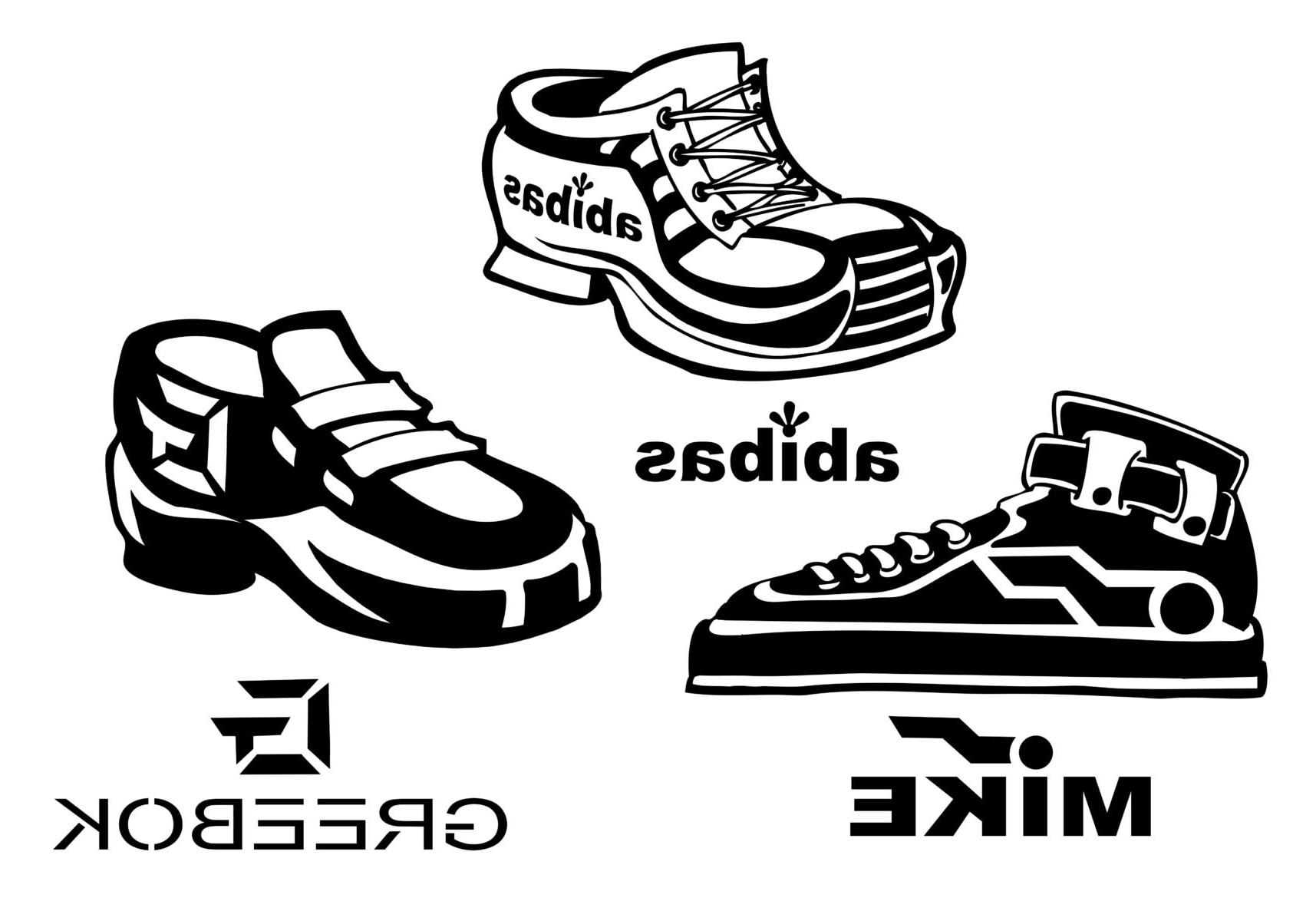 Illustration of the shoe brands - Abibas, Greebok, Mike - we will let you be the judge of if they are unlawfully similar.